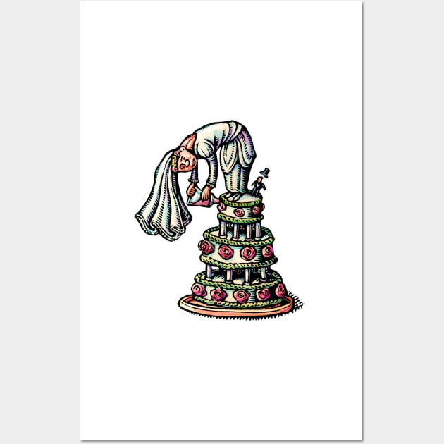 Bride Decorates Her Own Wedding Cake Wall Art by Lisa Haney